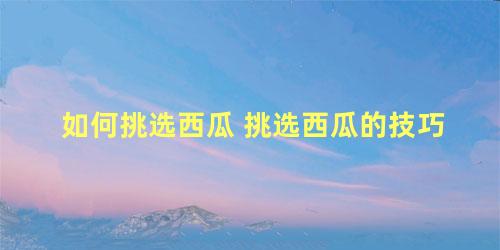 如何挑选西瓜 挑选西瓜的技巧